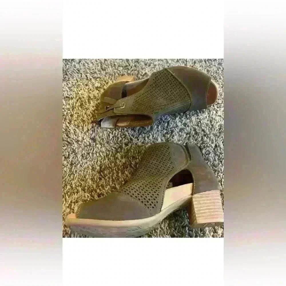EARTH open-toe shootie brown leather ankle bootie sixe 9w - Picture 6 of 10